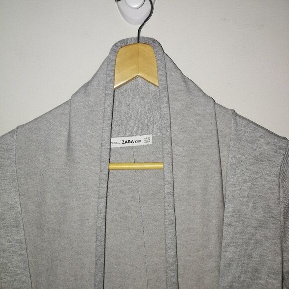 ZARA KNIT Grey Lightweight Open Front Casual Cardigan Size Medium - Picture 3 of 12
